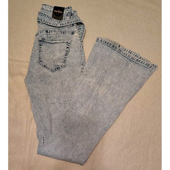 Denim - Mitzi Michel Button Front Acid Washed Size 5‎ NWT Boot Cut Retro High Rise Z